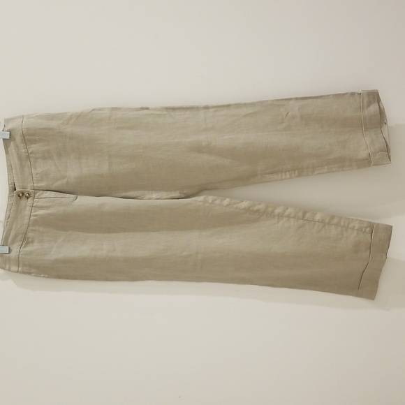 MaxMara Lightweight Linen Straight Leg Pants Light Natural Tan